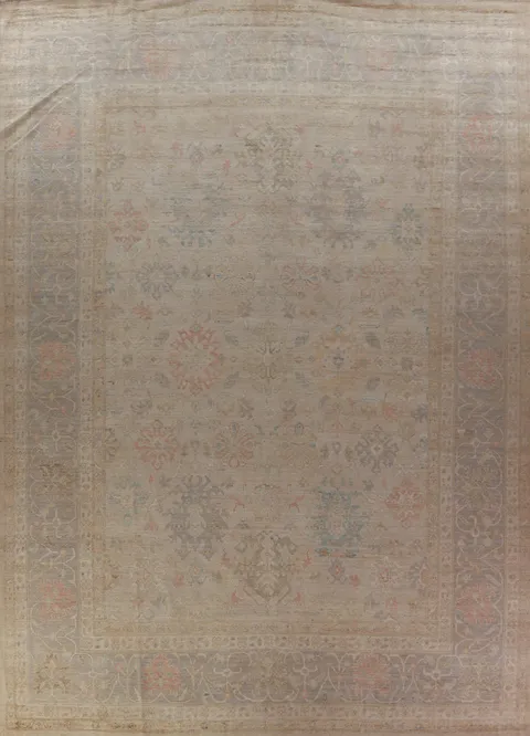 Vegetable Dye Wool Oushak Turkish Large Rug 11x15