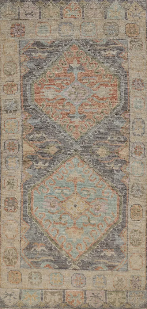 Gray Vegetable Dye Oushak Turkish Rug 3x6