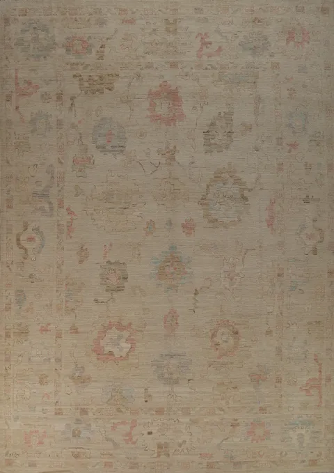 Vegetable Dye Oushak Turkish Area Rug 9x12