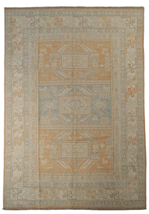 Vegetable Dye Tribal Oushak Turkish Area Rug 6x8