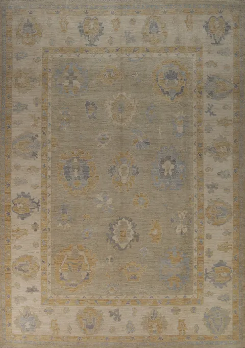 Vegetable Dye Oushak Turkish Area Rug 9x12