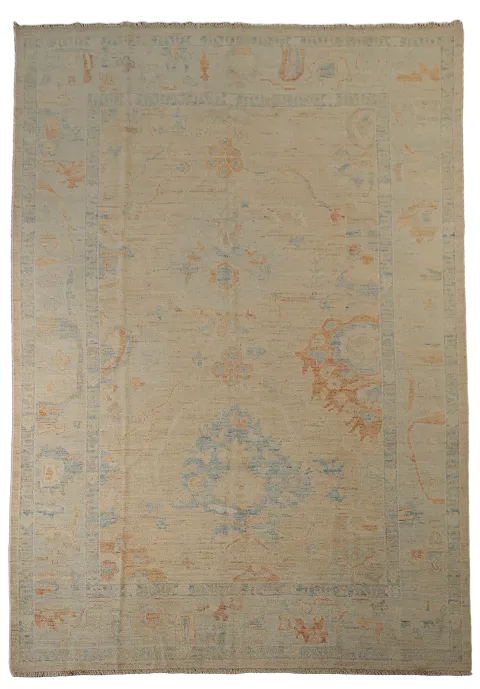 Vegetable Dye Oushak Turkish Area Rug 6x9