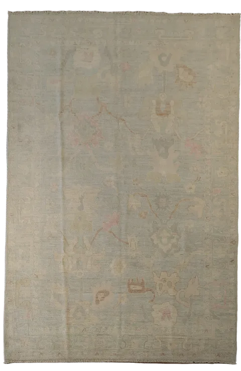 Vegetable Dye Oushak Turkish Area Rug 6x9