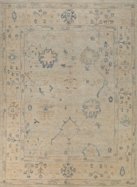 Vegetable Dye Wool Oushak Turkish Area Rug 8x10