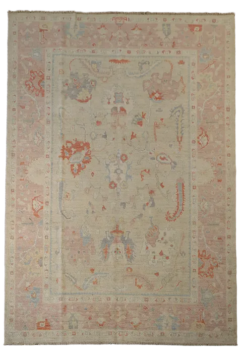 Vegetable Dye Oushak Turkish Area Rug 6x9