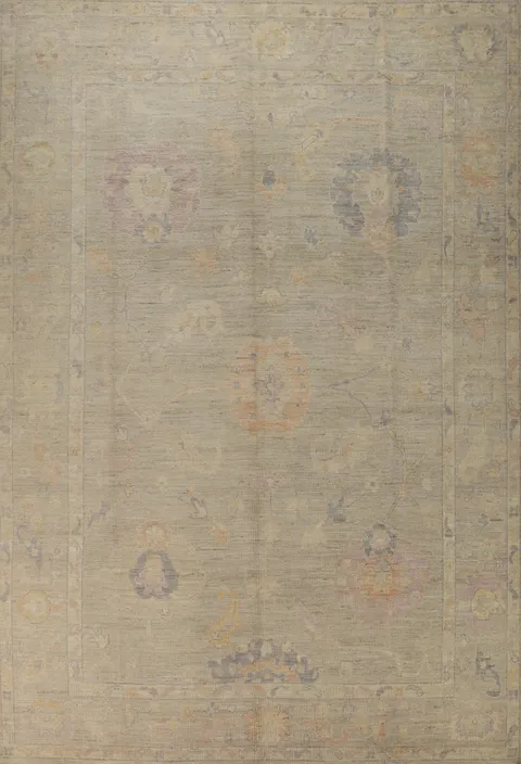 Vegetable Dye Wool Oushak Turkish Area Rug 9x12