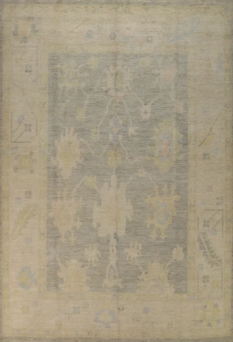 Vegetable Dye Wool Oushak Turkish Area Rug 9x12