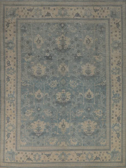 Vegetable Dye Blue Oushak Turkish Area Rug 8x10