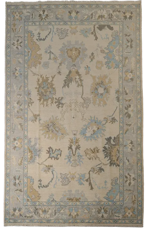 Vegetable Dye Floral Oushak Oriental Area Rug 6x9