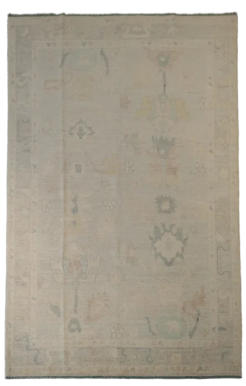 Vegetable Dye Floral Oushak Oriental Area Rug 6x9