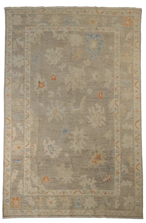 Vegetable Dye Floral Oushak Oriental Area Rug 6x9