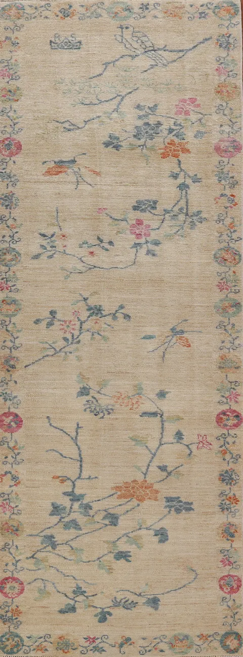 Vegetable Dye Art Deco Oriental Runner Rug 3x10