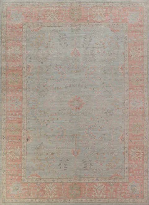 Vegetable Dye Blue Oushak Oriental Area Rug 9x12