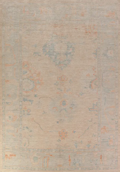 Vegetable Dye Wool Oushak Turkish Area Rug 9x12