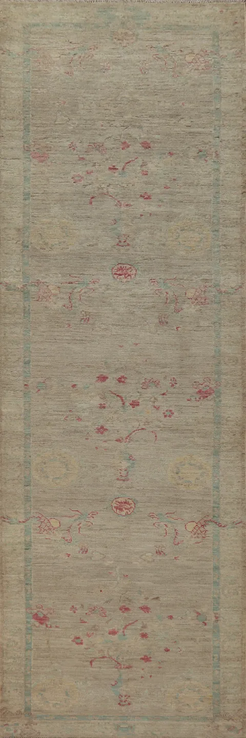 Vegetable Dye Oushak Turkish Runner Rug 3x12