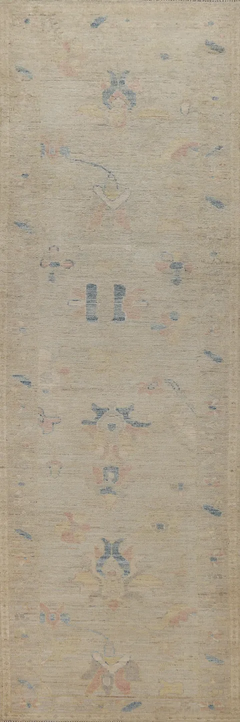 Vegetable Dye Wool Oushak Turkish Runner Rug 3x12