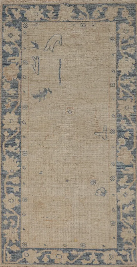 Vegetable Dye Wool Oushak Turkish Rug 3x6