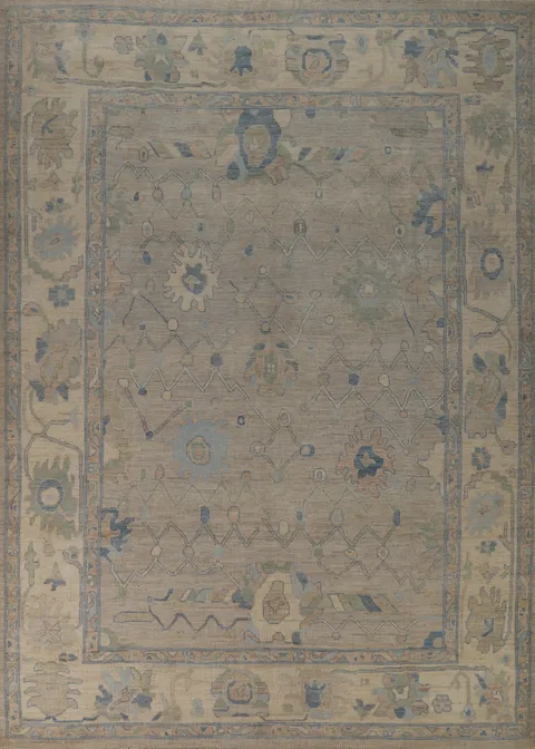Vegetable Dye Wool Oushak Turkish Area Rug 9x12