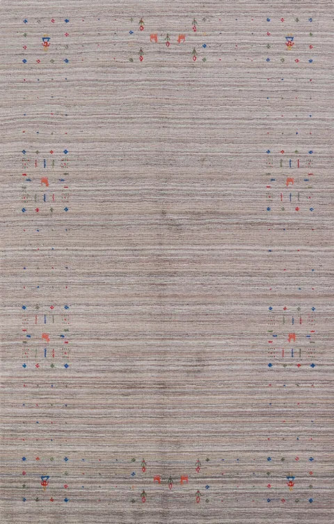 Striped Wool Gabbeh Oriental Area Rug 5x8