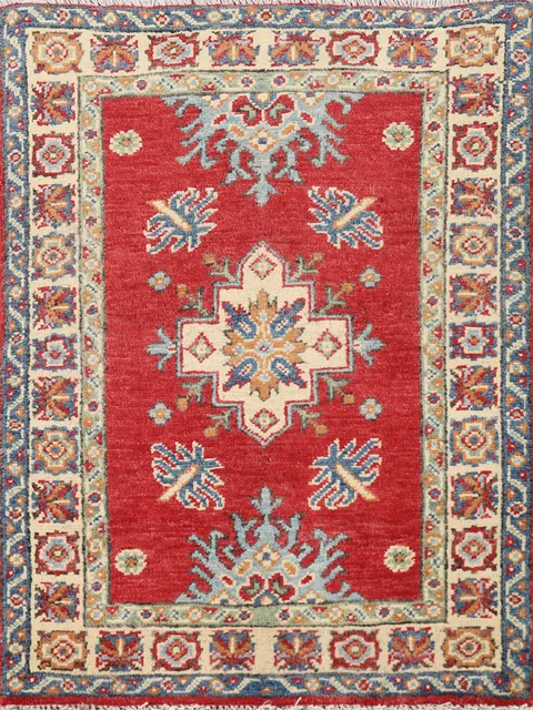 Geometric Red Kazak Oriental Accent Rug 2x3
