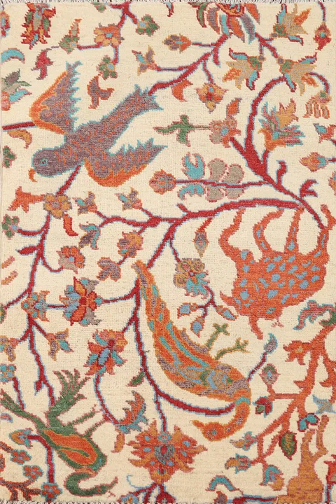 Animals Design Wool Kazak Oriental Accent Rug 2x3