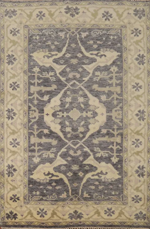 Handmade Gray Oushak Oriental Accent Rug 4x6