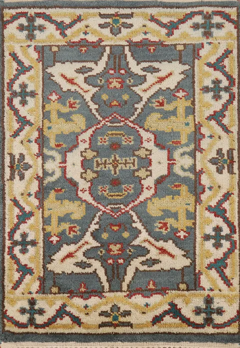 Blue Geometric Oushak Oriental Foyer Rug 2x3
