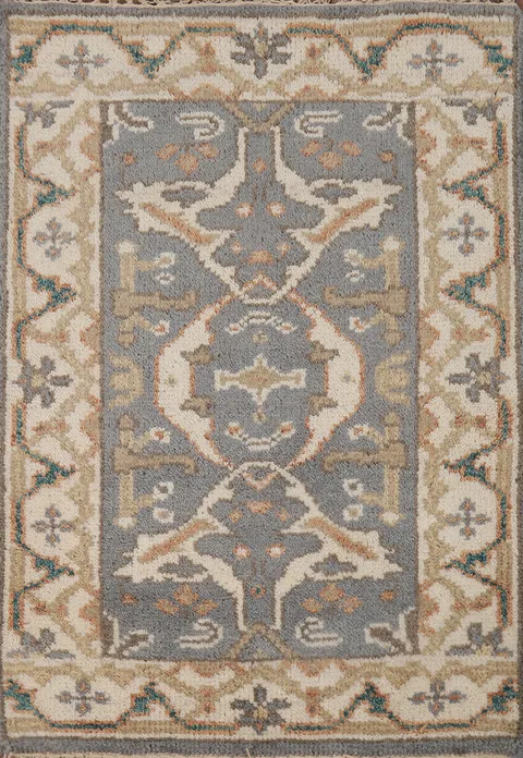 Geometric Gray Oushak Oriental Foyer Rug 2x3