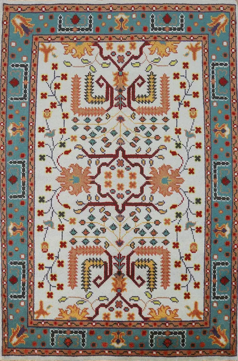 Light Blue Handmade Oushak Oriental Rug 4x6