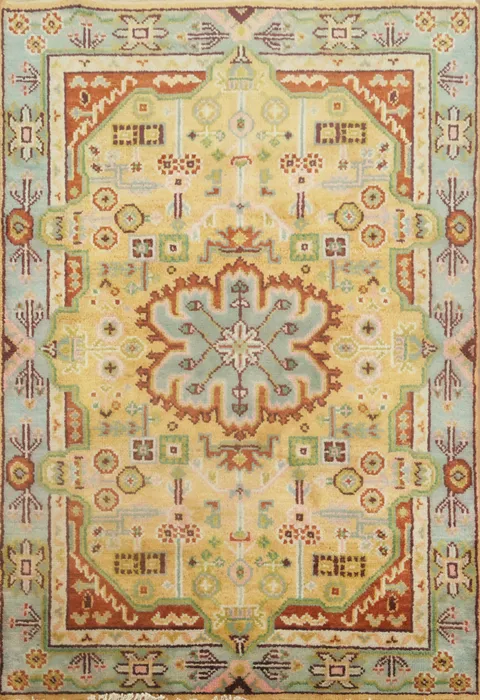 Yellow Wool Heriz Serapi Oriental Rug 4x6