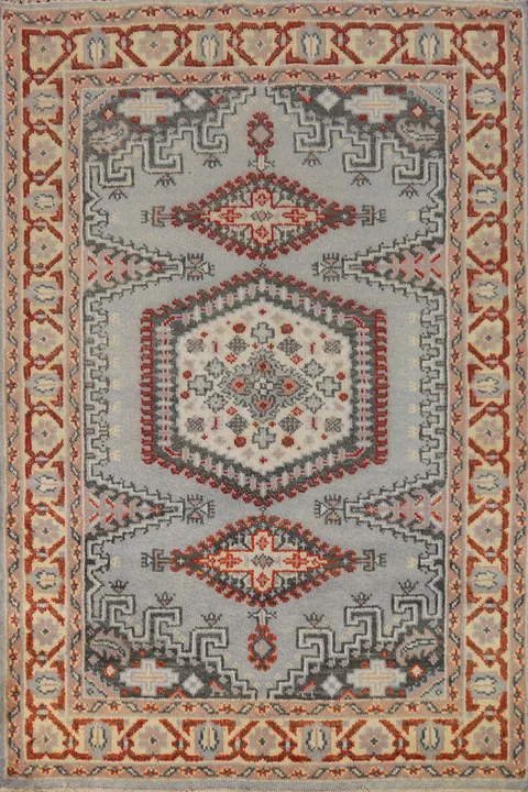 Gray Wool Geometric Viss Oriental Rug 4x6