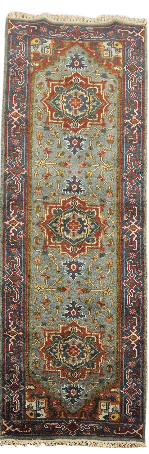 Geometric Heriz Serapi Oriental Runner Rug 3x8
