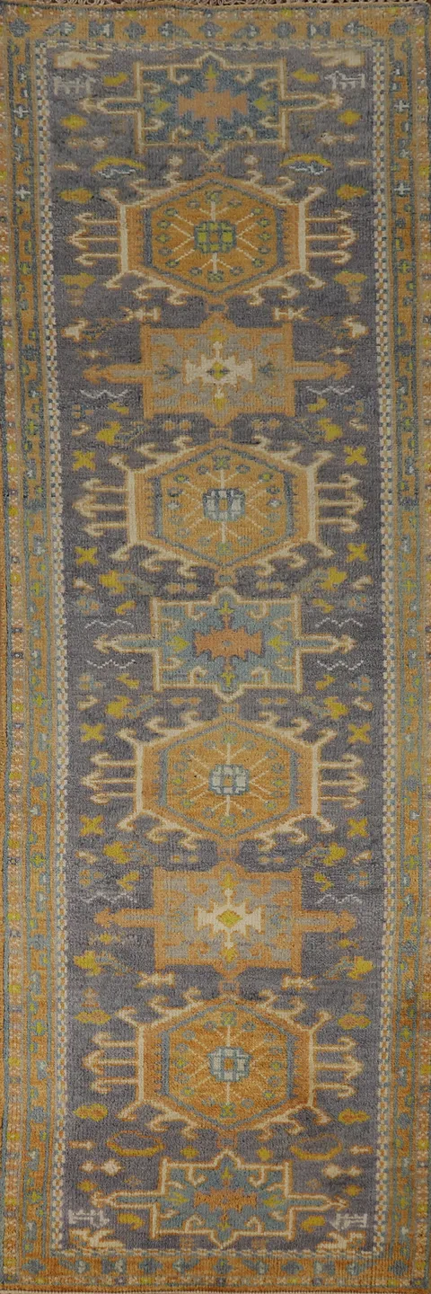 Gray Wool Khotan Oriental Runner Rug 3x10
