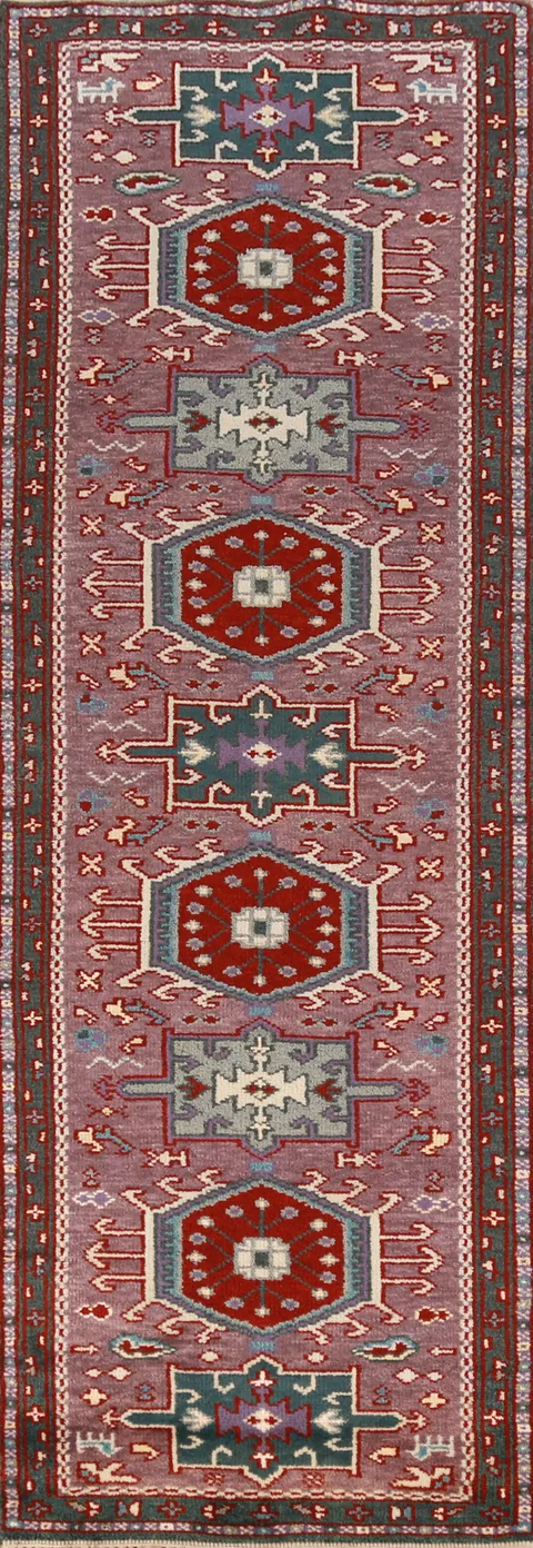 Geometric Khotan Oriental Runner Rug 3x10