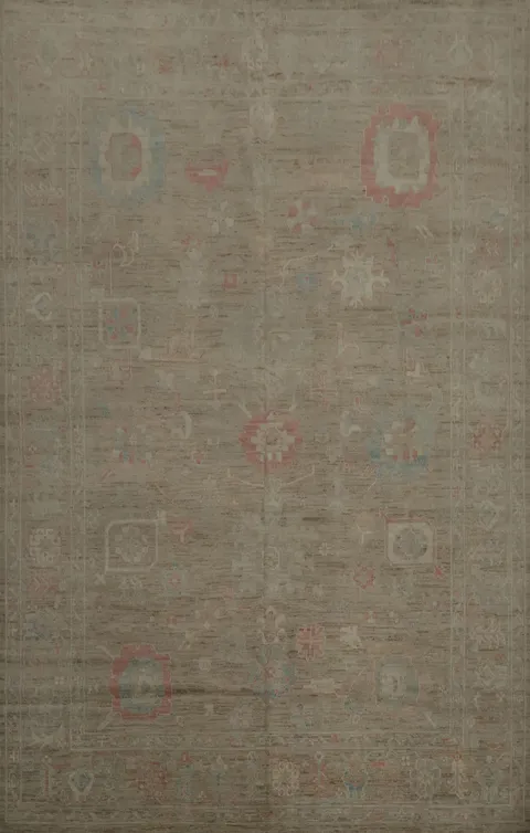 Soft Color Palette Oushak Area Rug 9x12 with Intricate Patterns
