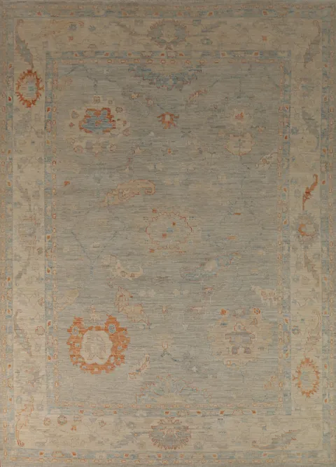 Vegetable Dye Oushak Turkish Area Rug 9x12
