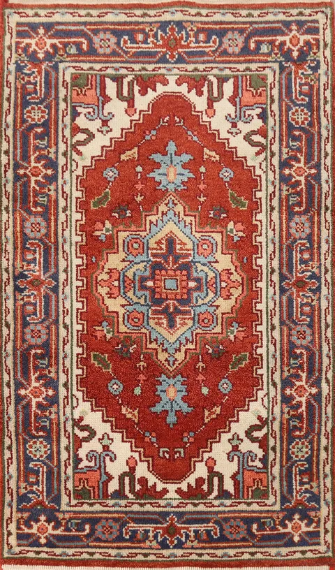 Geometric Wool Heriz Serapi Oriental Rug 3x5