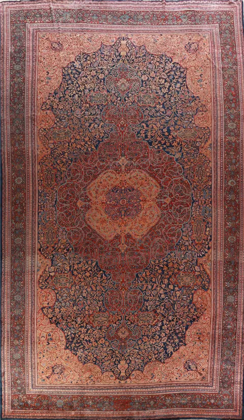 Pree-1900 Antique Sarouk Farahan Vegetable Dye Persian Rug 14x23