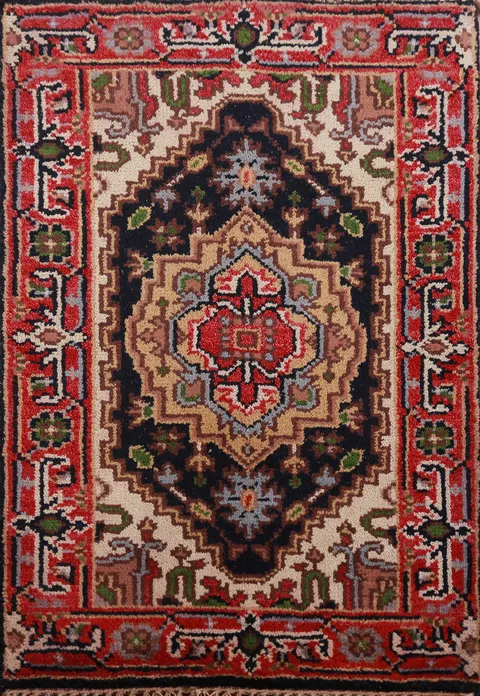 Navy Blue Heriz Serapi Wool Oriental Rug 2x3
