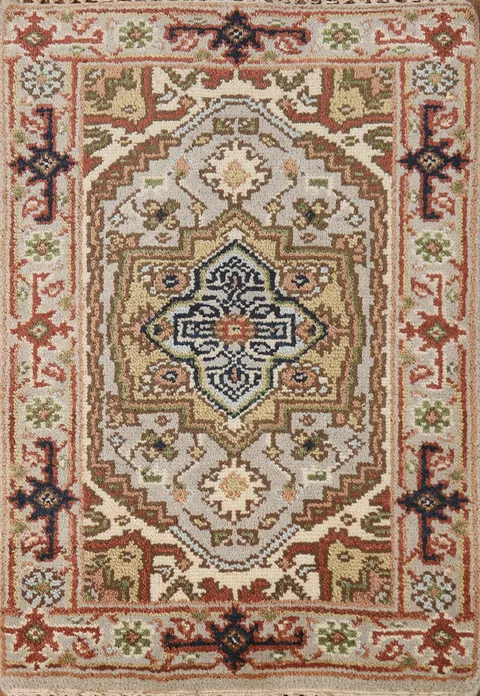 Geometric Wool Heriz Serapi Indian Accent Rug 2x3