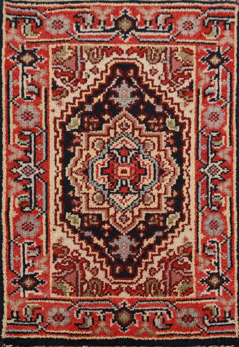 Dark Blue Geometric Heriz Serapi Oriental Rug 2x3