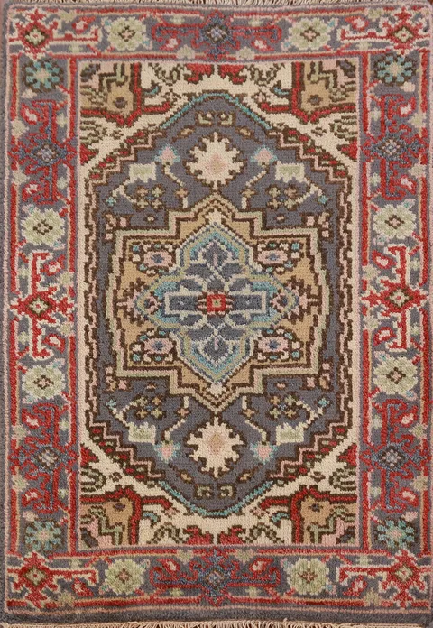 Gray Geometric Heriz Serapi Oriental Rug 2x3