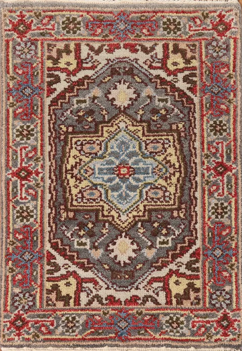 Gray Geometric Heriz Serapi Oriental Rug 2x3