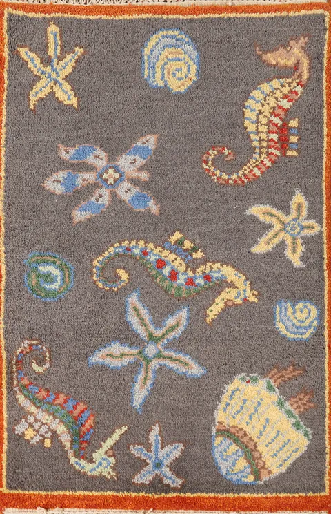 Animals Pictorial Art Deco Oriental Rug 2x3