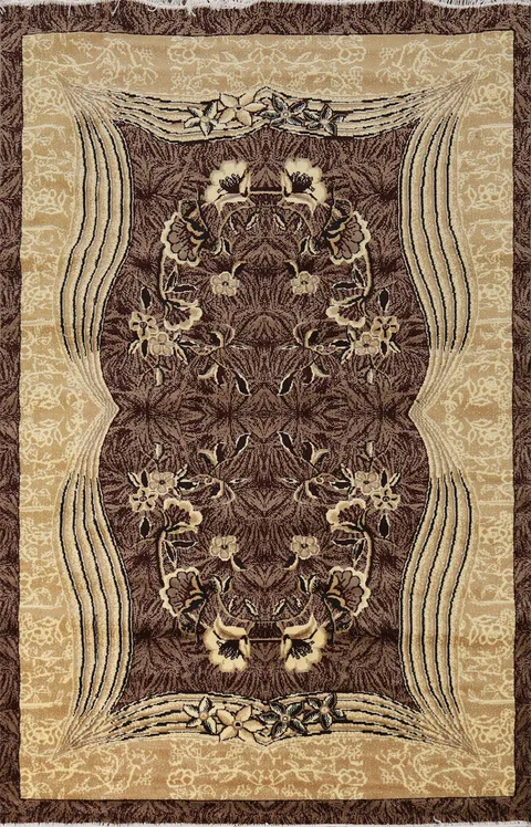 Brown Floral Modern Turkish Oriental 5x7