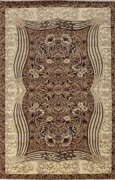 Brown Floral Modern Turkish Rug 5x7