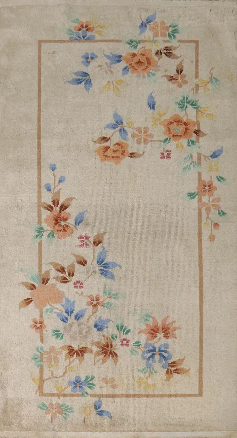 Vegetable Dye Vintage Art Deco Chinese Rug 3x5