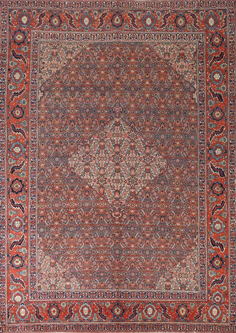 Antique Vegetable Dye Senneh Persian Area Rug 9x12