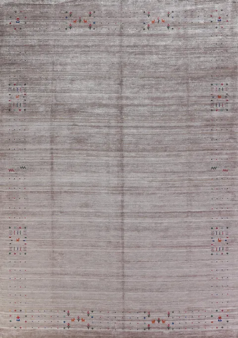 Striped Silk Gabbeh Oriental Area Rug 9x12