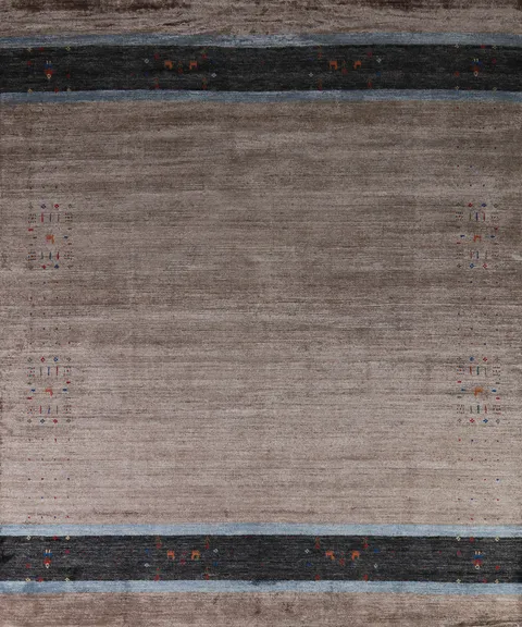 Striped Silk Gabbeh Indian Area Rug 8x10